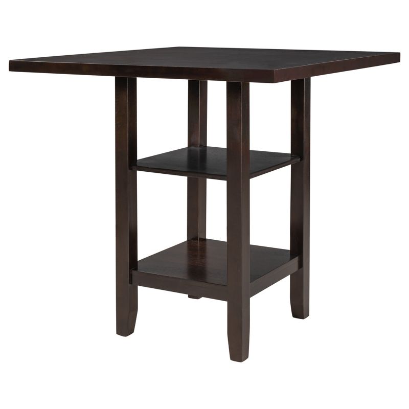 5-Piece Wooden Counter Height Dining Set with Padded Chairs and Storage Shelves-ModernLuxe, 5 of 7