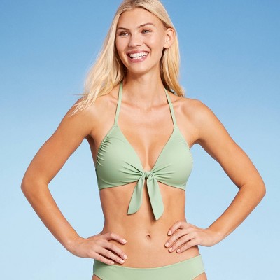Women's Lightly Lined Tie-Front Bikini Top - Shade & Shore™ Light Green