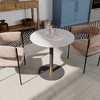 Leisuremod Vail Round Top Dining Table with MDF Top and Black Steel Base with Gold Accents for Kitchen, Dining, and Pub - 2 of 4