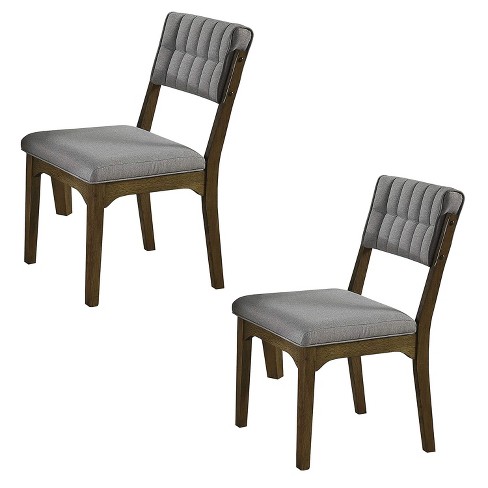 Side Padded Dining Room Chairs Grey, Brown Tufted Dining Room Chairs