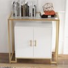 TROPOW Sideboard Buffet Storage Cabinet, 2 Door Accent Console Table with Ample Storage Space & Steel Frame and Tempered Glass Top for Bedroom - 3 of 4
