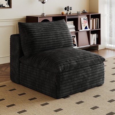 MAYEERTY 1-Seater Sofa Black - Compact Single Seat, Corduroy, No Assembly, Great for Corner/Small Apartment