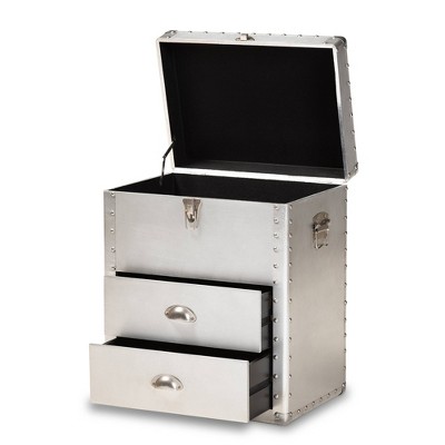 Serge Silver Metal Industrial 2-Drawer Accent Cabinet