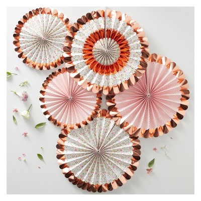5ct Foiled Ditsy Floral Fan Decorations