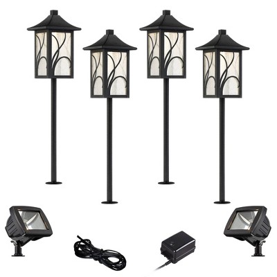 John Timberland Sleator Textured Black 8-Piece LED Path and Flood Light Set