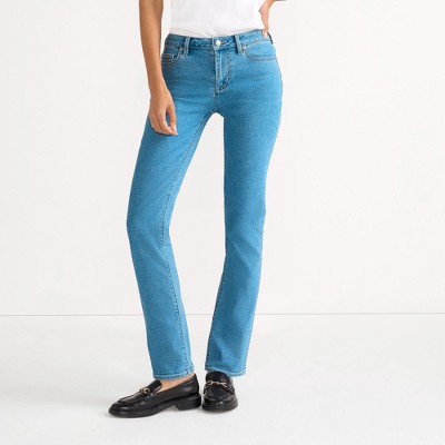 Lands' End Women's Recover Mid Rise Straight Leg Blue Jeans