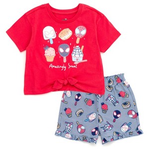 Marvel Spider-Man Girls T-Shirt and Chambray Shorts Outfit Set Toddler Sizes (2T - 10-12) - 1 of 4