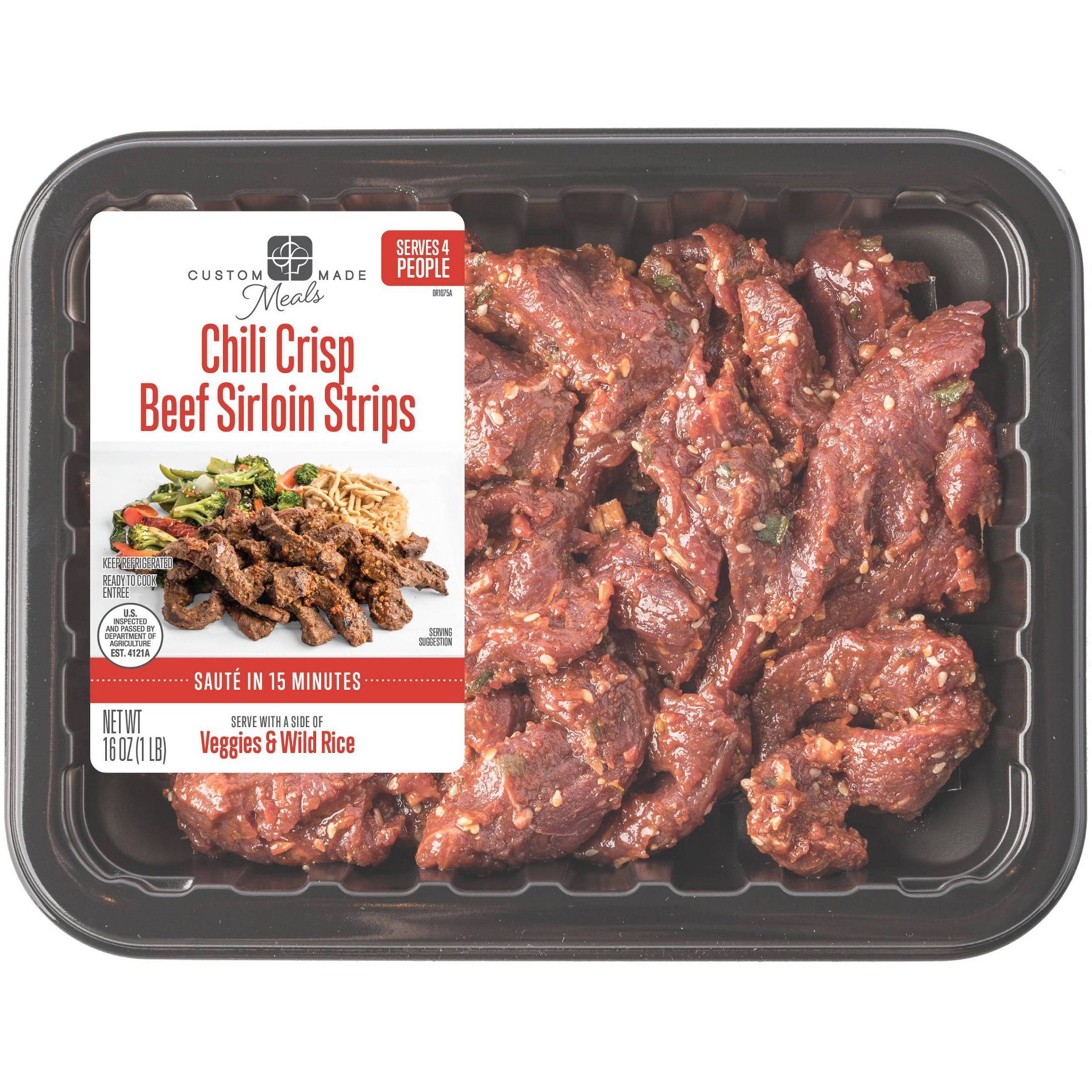 Custom Made Meals Chili Crisp Beef Sirloin Strips - 16oz