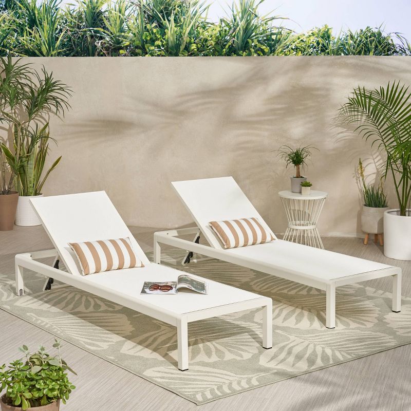 Cape Coral 2pk  Aluminum Chaise Lounge  White - Christopher Knight Home, 3 of 8