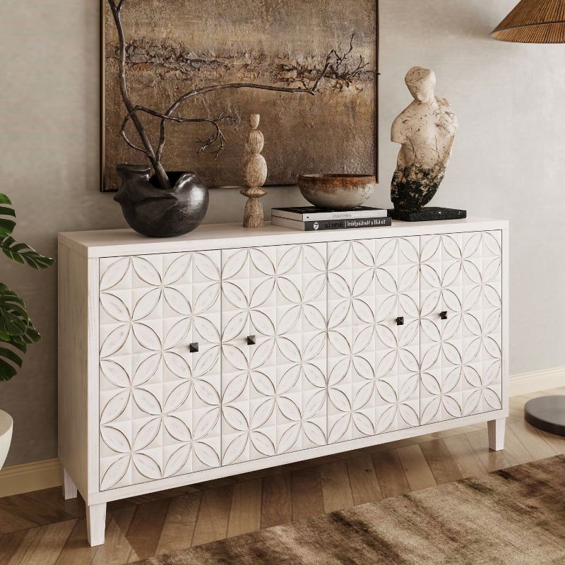 4 Door Accent Cabinet, Decorative Storage Cabinets with Adjustable Shelves - Maison Boucle, 1 of 8