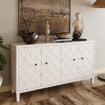 4 Door Accent Cabinet, Decorative Storage Cabinets with Adjustable Shelves - Maison Boucle