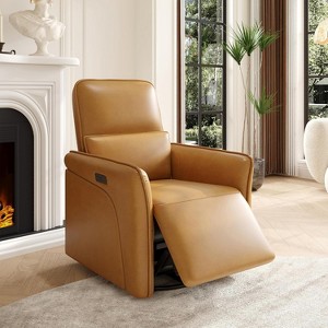 Swivel Nursery Recliner Chair for Adults,Rocking PU Leather Glider Recliner with Lumbar Support - 1 of 4