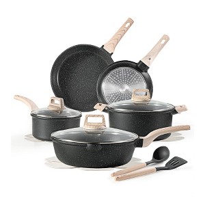 Aoibox 14-Piece Non-Stick Cookware Set with Granite Coating, Includes Frying Pans, Saucepans, Saute Pan, and Casserole for Induction Stovetops - 1 of 4