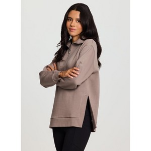 RBX Active Women's 1/4 Zip Sweatshirt Cotton Blend Fleece Quarter Zip Mock Neck Pullover Tunic - 1 of 4