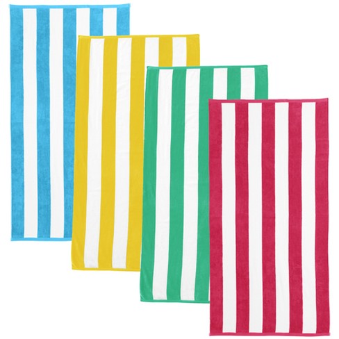 Cotton Classic Cabana Stripe Beach Towel 4 Pack - Great Bay Home (4 ...