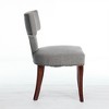 Two-piece dining chair set, linen hardwood frame kitchen side chairs with curved backs and wooden legs - 3 of 4