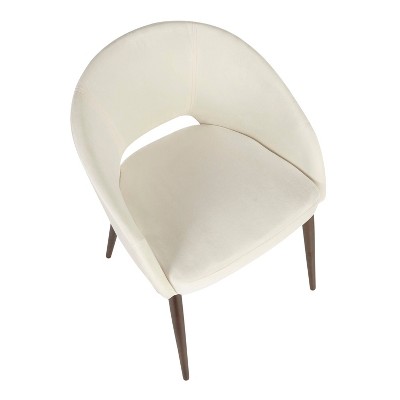 Cream Velvet Arm Chair with Copper Metal Legs