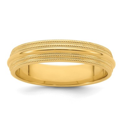 Black Bow Jewelry 5mm14K White or Yellow Gold Double Milgrain Edge Comfort Fit Band