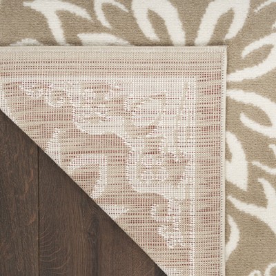 Taupe Floral Synthetic Rectangular 8' x 10' Area Rug