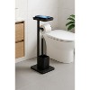 Home Mart Goods Matte Black Toilet Paper Holder Stand With Phone/Wipes Shelf & Toilet Brush - 26" Tall - 2 of 4