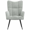 vidaXL Chic and Elegant Relaxing Chair - Soft Velvet Upholstery in Light Gray - Steel Framed Armchair for Living Room, Bedroom, Lounge Area - 3 of 4