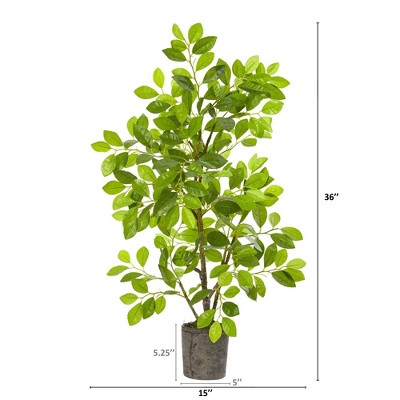 Lush Greenery Ficus 36" Artificial Floor Plant in Decorative Planter