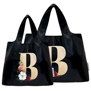 Wrapables Large & Small Monogram Nylon Reusable Bags, Set 2 - 1 of 4