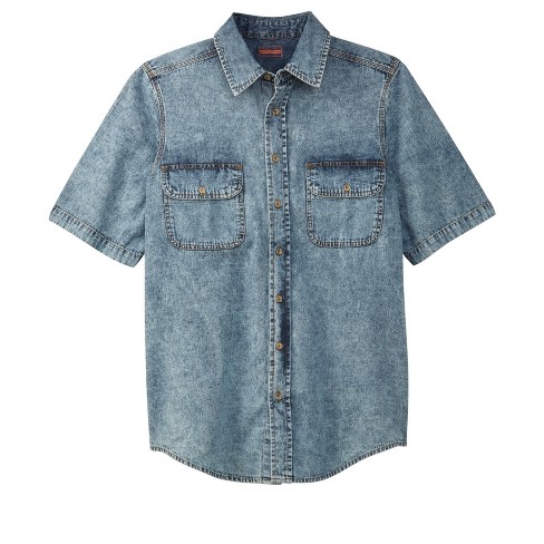 Big and tall short sleeve store denim shirt