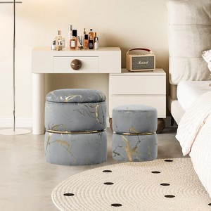 NicBex Set of 2 Round Storage Ottoman,Vanity Stool with Removable Lid,Foot Rest Ottoman with Storage for Living Room,Bedroom,Office - 1 of 4