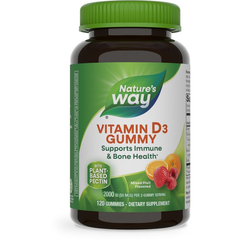 Nature&#39;s Way Vitamin D3 Gummies 2000 IU (50 mcg) - Mixed Fruit Flavored - 120ct, 1 of 11