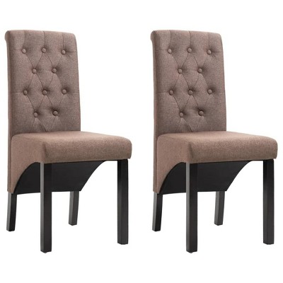 vidaXL Dining Chairs, 2 Pcs, Brown Fabric