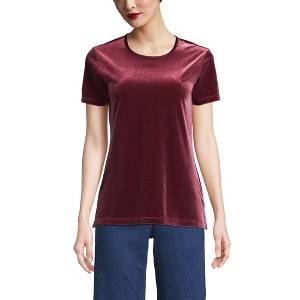 Lands' End Women's Short Sleeve Velvet Crew Neck Top - 1 of 2