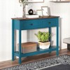 VYNXARIA Farmhouse Style Console Table with 2 Drawer and Bottom Storage Shelf for Entryway(Pagoda Blue) - 2 of 4