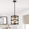 Dewdrop Farmhouse Black and Bronze Drum Pendant Light Metal Cage Hanging Ceiling Fixture - 4 of 4