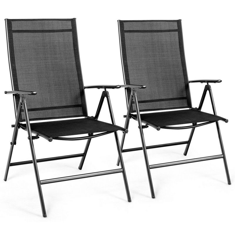 Tangkula 2PCS Folding Chair Patio Garden Outdoor w/ Steel Frame Adjustable Backrest, 2 of 11