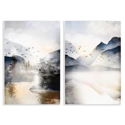 Stupell Industries Sunlit Birds Over Lake Landscape, 10" x 15"