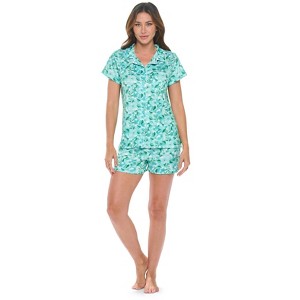 Casual Nights Women's Rayon Printed Short Sleeve Capri Pajama Set - 1 of 4