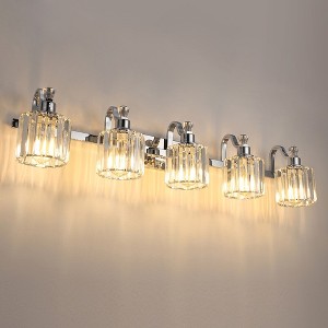 Whizmax Modern Crystal Bathroom Fixture - Chrome Vanity Light Crystal Spliced Metal Stand, Vanity Table Lighting Fixture - 1 of 4
