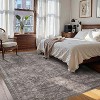 Itopfox Vintage Boho Area Rug for Living Room & Bedroom, Grey Washable Non-Slip Low Pile Faux Wool Thin Carpet Retro Floral Geometric Design for Room - 3 of 4