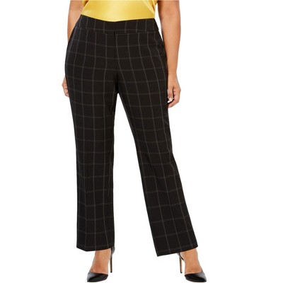 Kasper Womens Windowpane Casual Trouser Pants, Black, 24W