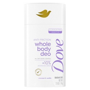 Dove Beauty Whole Body Deodorant Anti-Chafe Stick - Coconut & Vanilla - Aluminum Free - 2.6oz - 1 of 4