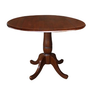 International Concepts 29.5" Lyla Round Dual Drop Leaf Pedestal Extendable Dining Table Espresso Brown: Modern Oval Kitchen Table for 4 - 1 of 4