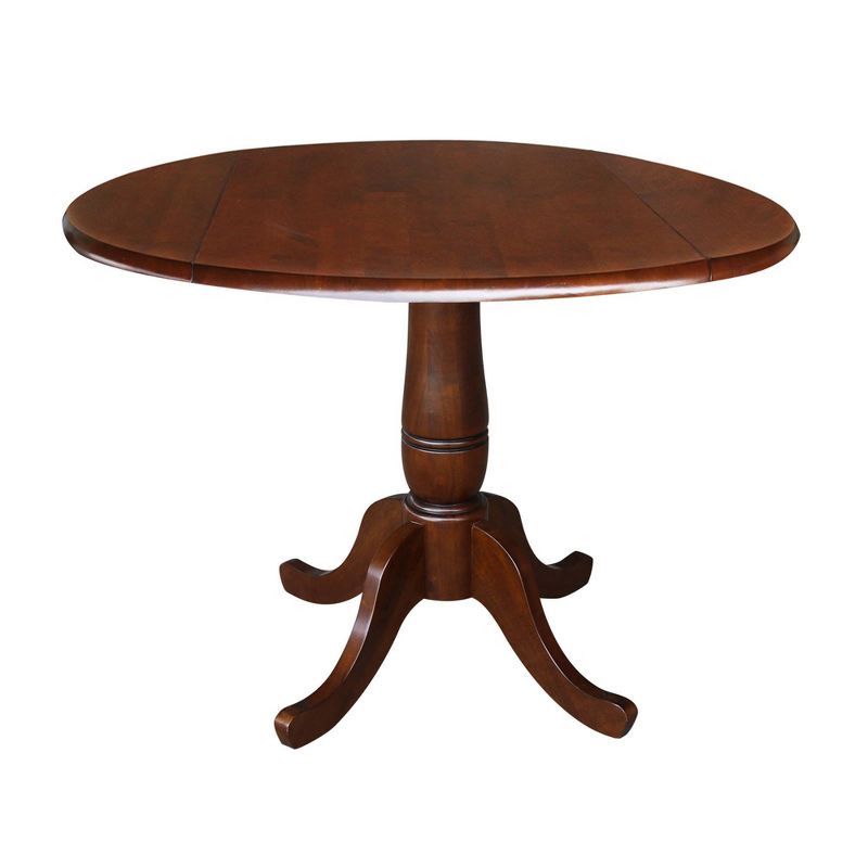 29.5&#34; Lyla Round Dual Drop Leaf Pedestal Extendable Dining Table Espresso Brown - International Concepts, 1 of 10