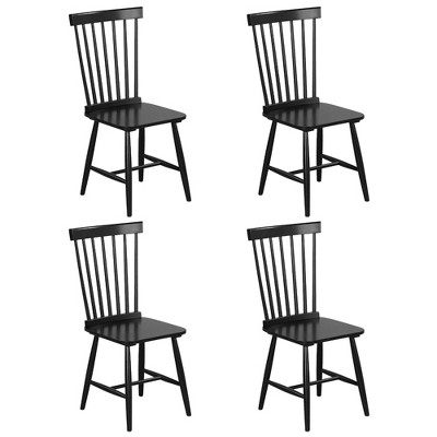 Tangkula Dining Chair Set of 4 Solid Wood Windsor Chair w/ High Spindle Back & Wide Seat