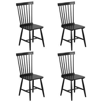 Tangkula Dining Chair Set of 4 Solid Wood Windsor Chair w/ High Spindle Back & Wide Seat