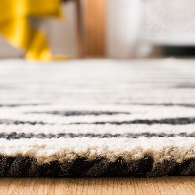 Ivory and Charcoal Hand-Tufted Wool 5' x 5' Square Rug