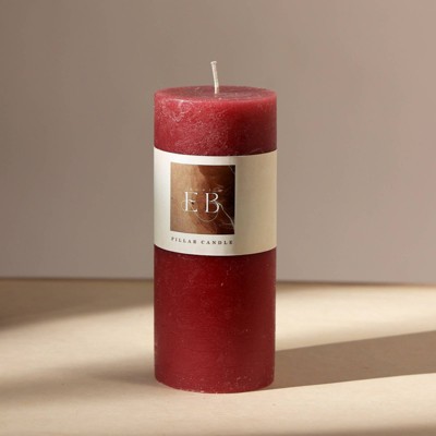FONTOI Rustic Pillar Candle, Wax Candle for Home Decor, Warm Glow for Relaxation, Celebrations & Everyday Use, Red, 3"*7"*3"