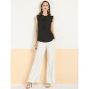 INSPIRE CHIC Women's Ruffled Curved Hem Business Office Vintage Sleeveless Blouse - 3 of 4