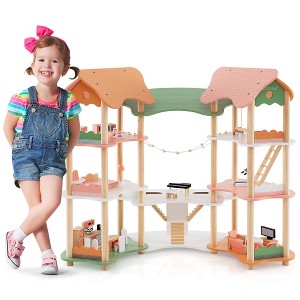 Hoenyjoy Kids Wooden Dollhouse Aged 3-8 Years Old with 32PCS Realistic Furniture Accessories - 1 of 4