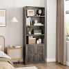 71.4" Farmhouse Bookcase with Doors - 6-Shelf Industrial Storage Unit, 11.8" Deep Wood Display Shelves for Living Room, Bedroom, Office - 4 of 4